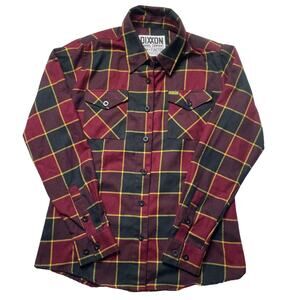 Dixxon Button Up Shirt Women's Medium Red Black Plaid Flannel Form and Function